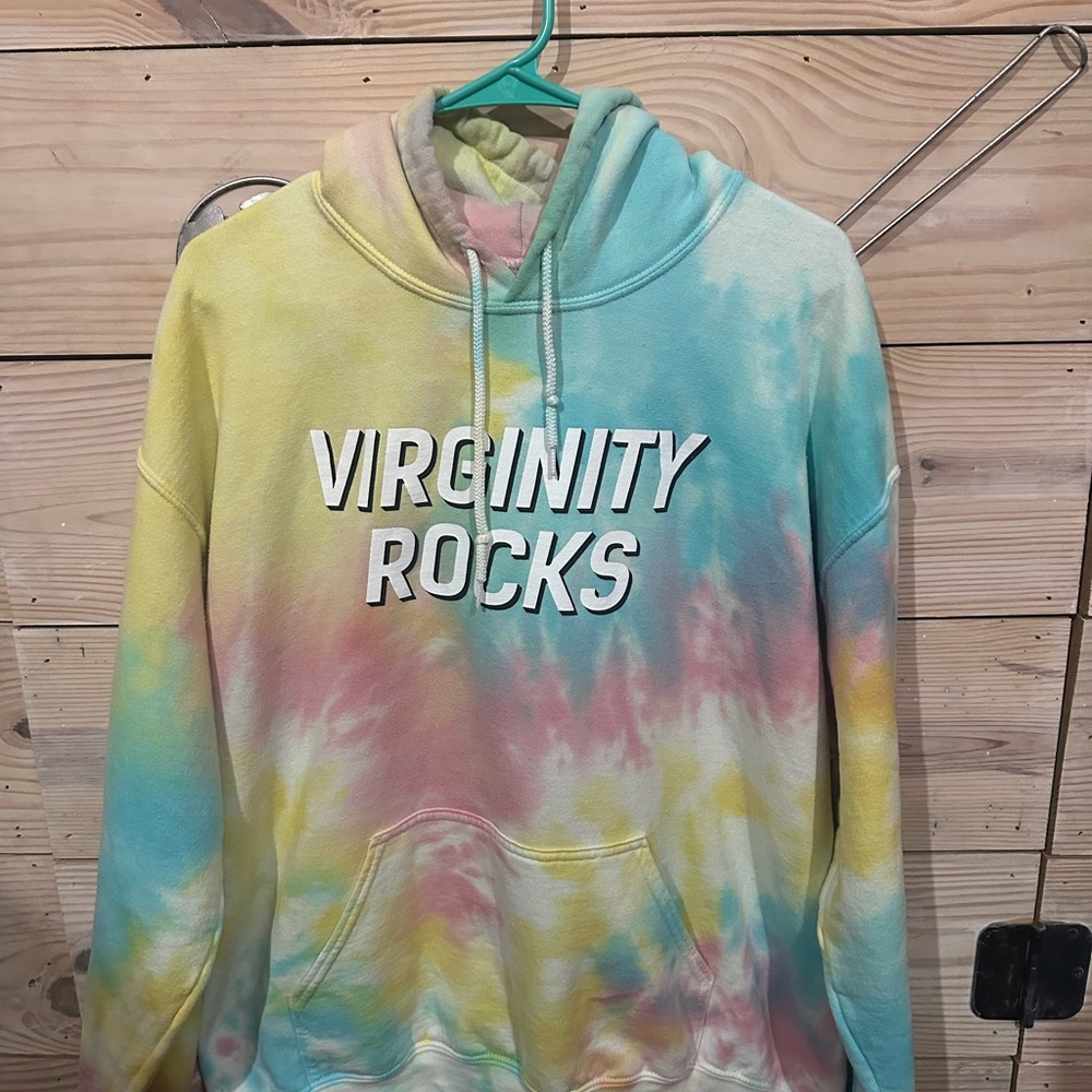 Multicolor Tie-Dye Virginity Rocks Hoodie